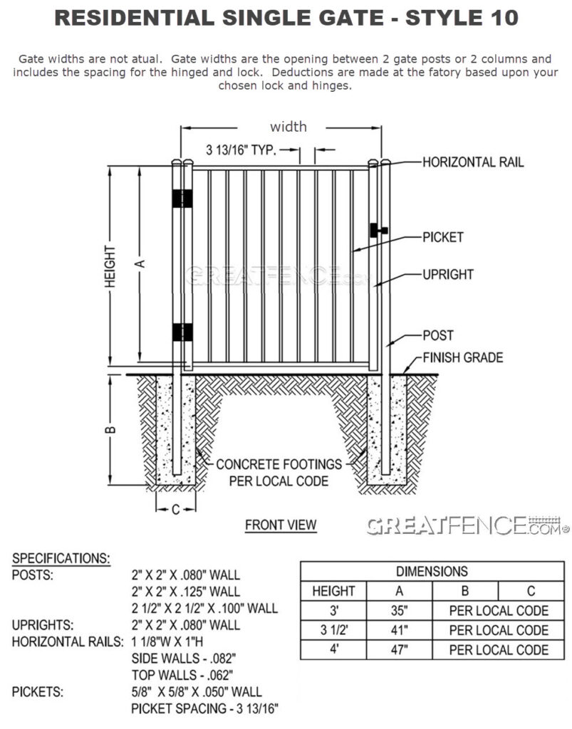 Shop Drawing: Residential Single Gate - STYLE 10