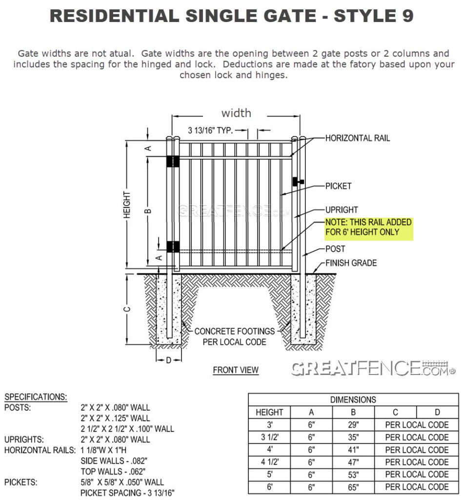 Shop Drawing: Residential Single Gate - STYLE 9