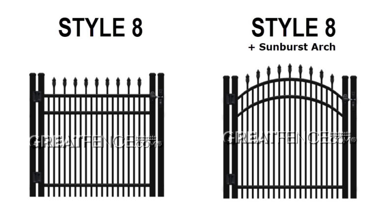 Aluminum Walk Gate STYLE 8 with sunburst arch