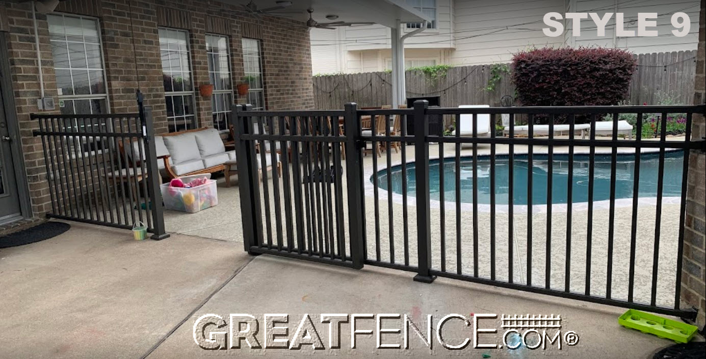 Industrial Aluminum Fence - STYLE 9 with 3 rails