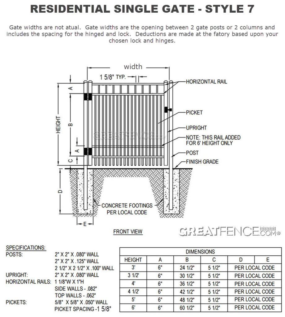 Shop Drawing: Residential Single Gate - STYLE 7