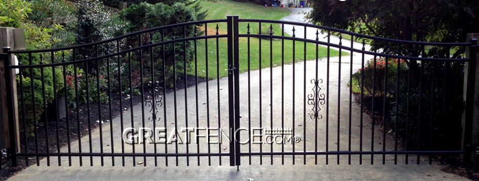 aluminum estate gate with large scrolls