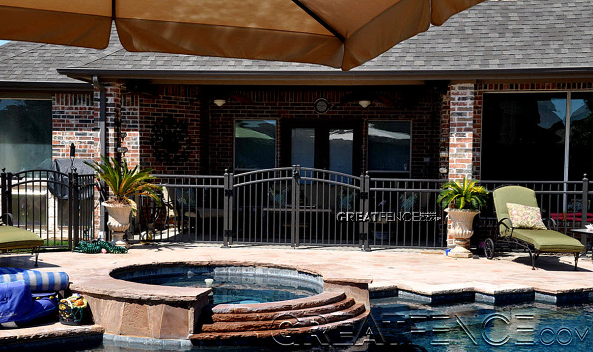 Bronze, arched, residential aluminum double gate - STYLE 9