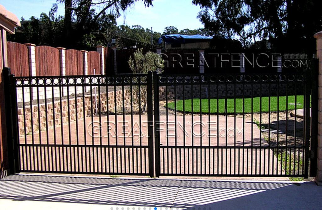 Residential Double Gate - STYLE 9 with Rings and Flat Top Puppy PIckets