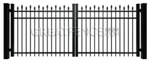 Residential aluminum driveway gate with flat top and clean lines – Style 2. Custom made per order. Not stocked. Designed for DIY installation.