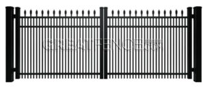 Residential Aluminum Driveway Gate Style 8 – curved gate with alternating spear pickets for classic style and secure driveway access