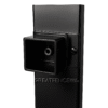 Black aluminum horizontal swivel mount for angled aluminum fence panel connections