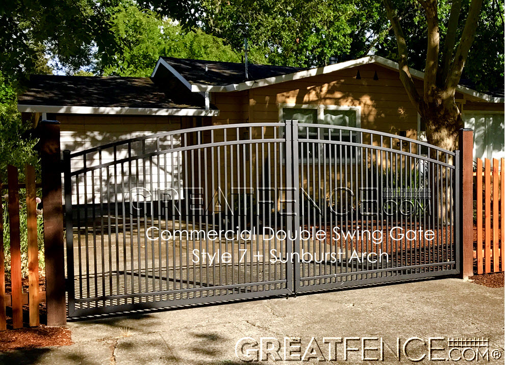 Bronze Commercial Aluminum Gate - STYLE 7 with sunburst arch