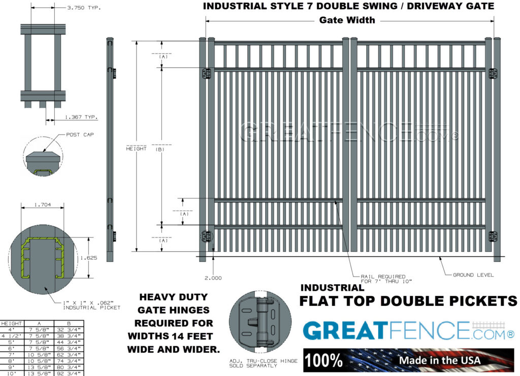 Shop Drawing: Industrial Aluminum Double Gate - STYLE 7