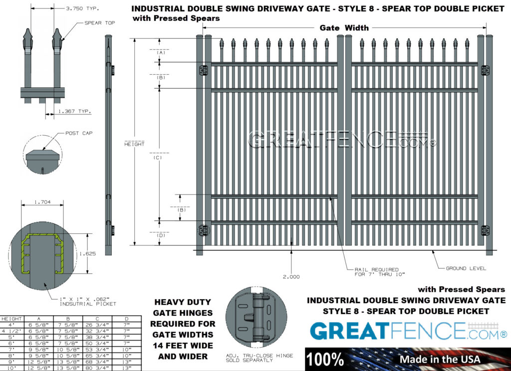 Shop Drawing: Industrial Aluminum Double Gate - STYLE 8