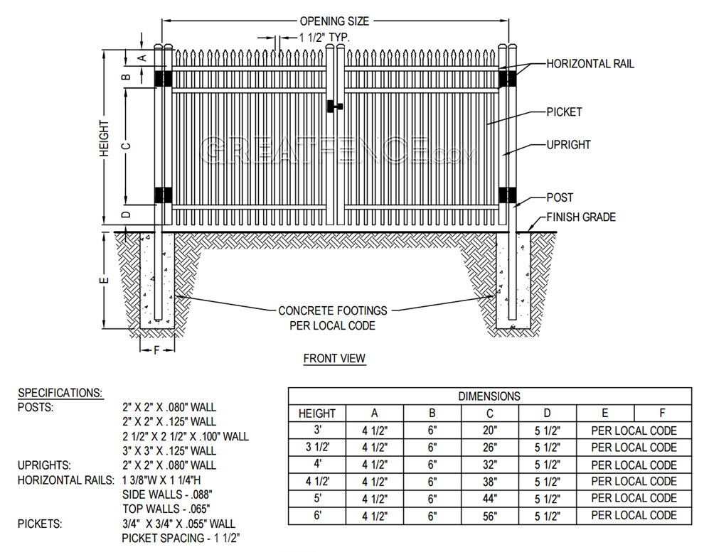 Shop Drawing: Aluminum Double Gate - STYLE 8