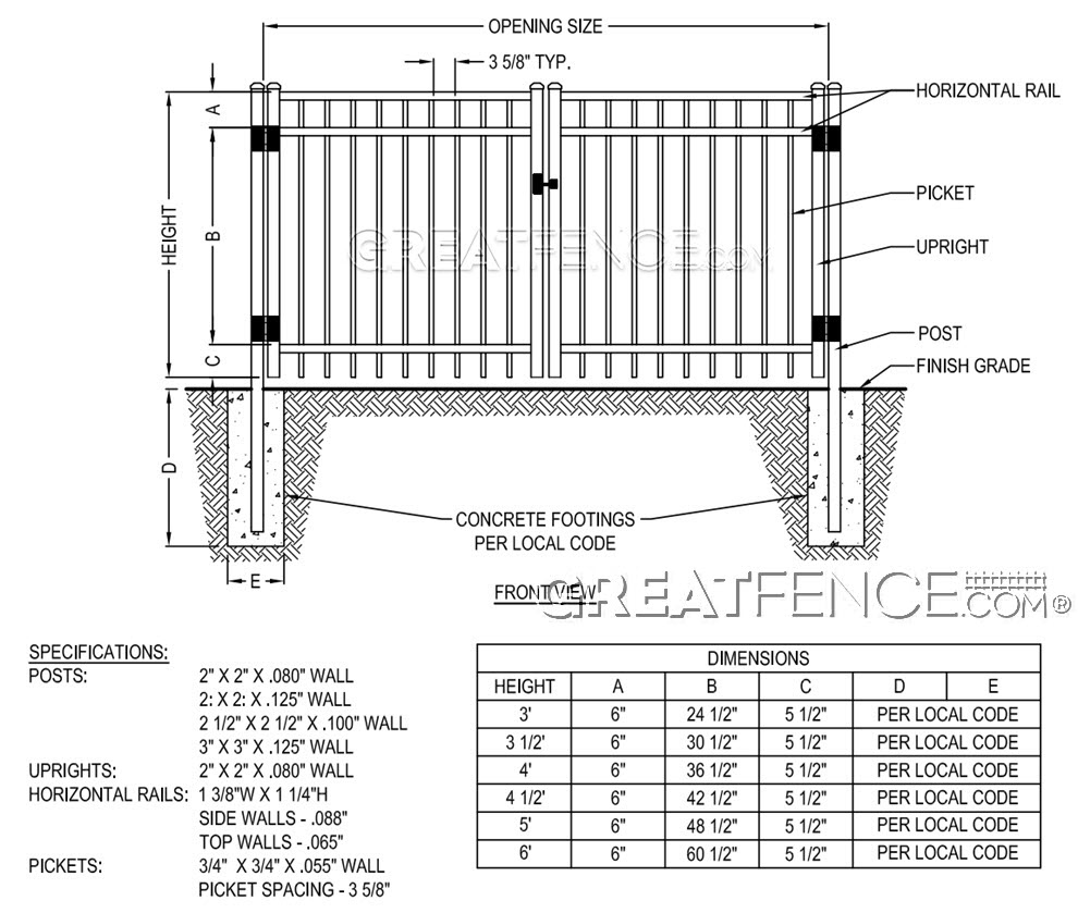 Shop Drawing: Commercial Aluminum Double Gate - STYLE 4