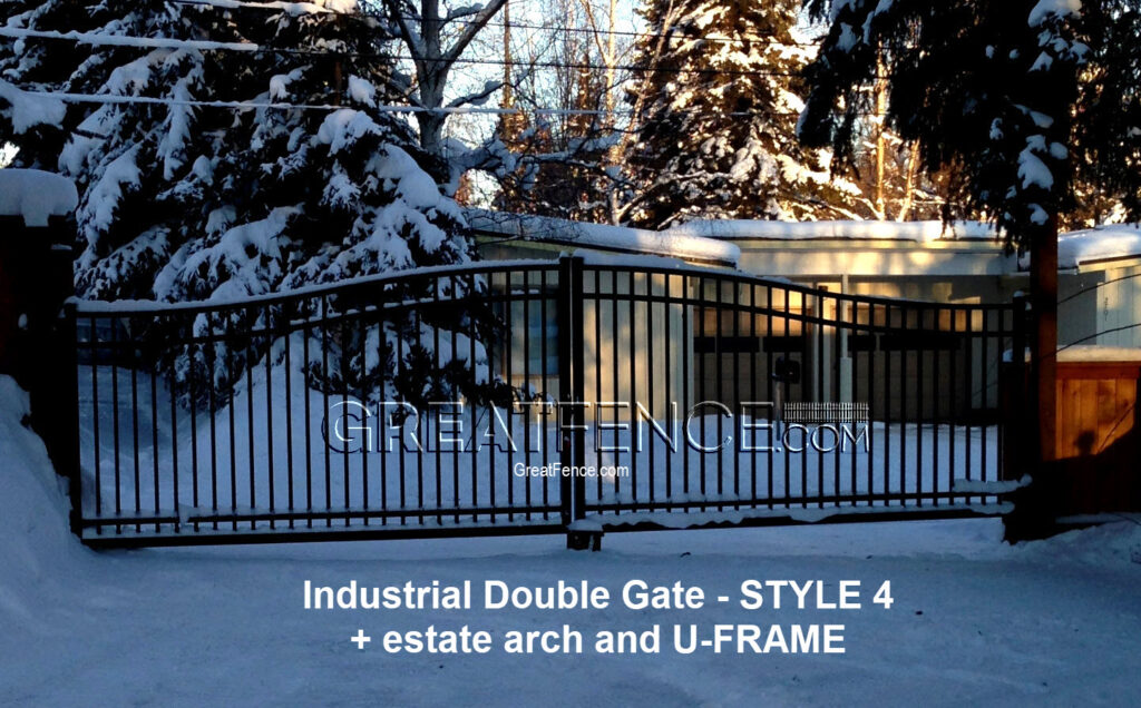 Industrial Aluminum Double Gate - STYLE 4 with estate arch and U-FRAME