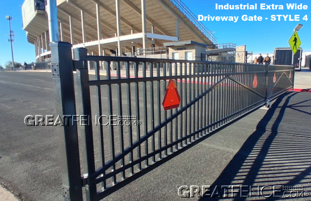 Custom USA-Made Industrial Aluminum extra wide driveway gate - STYLE 4