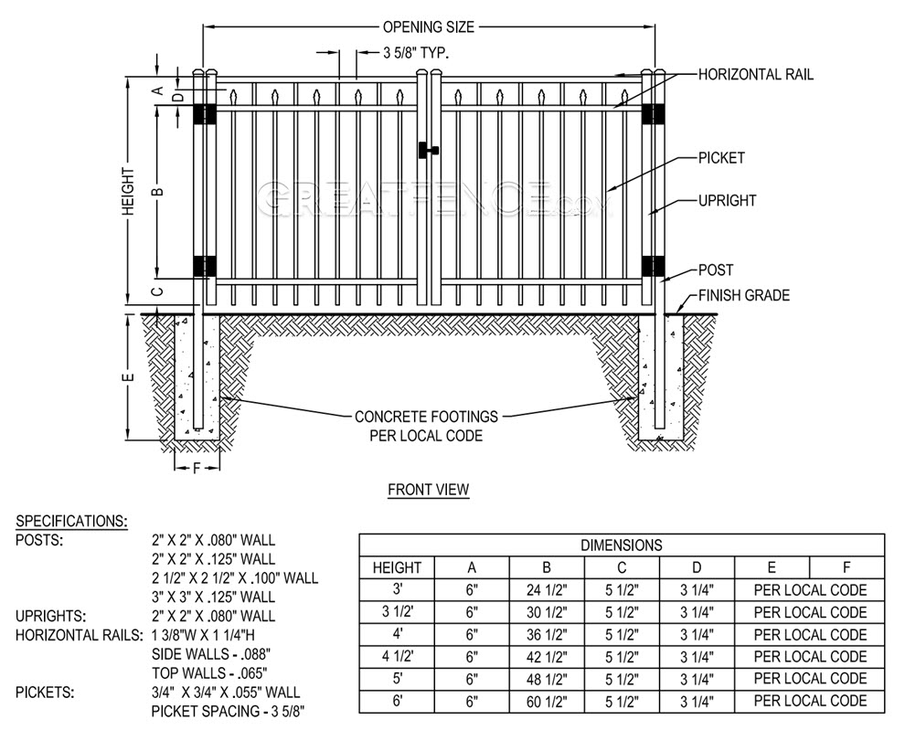 Shop Drawing: Commercial Aluminum Double Gate - STYLE 3