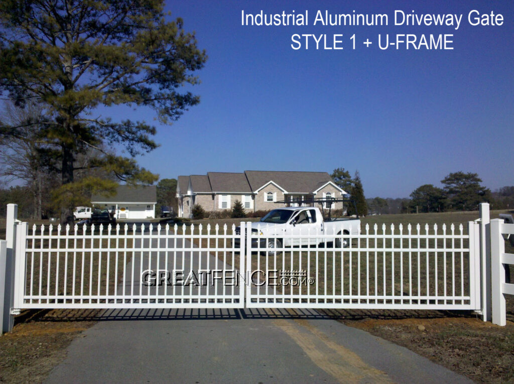 White Industrial Aluminum Driveway Gate - STYLE 1 + U-FRAME