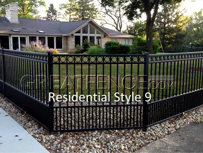 Residential Aluminum Fence - STYLE 9 with rings and puppy pickets