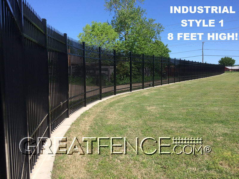 Industrial Aluminum Fence - STYLE 1 at 8 feet high!