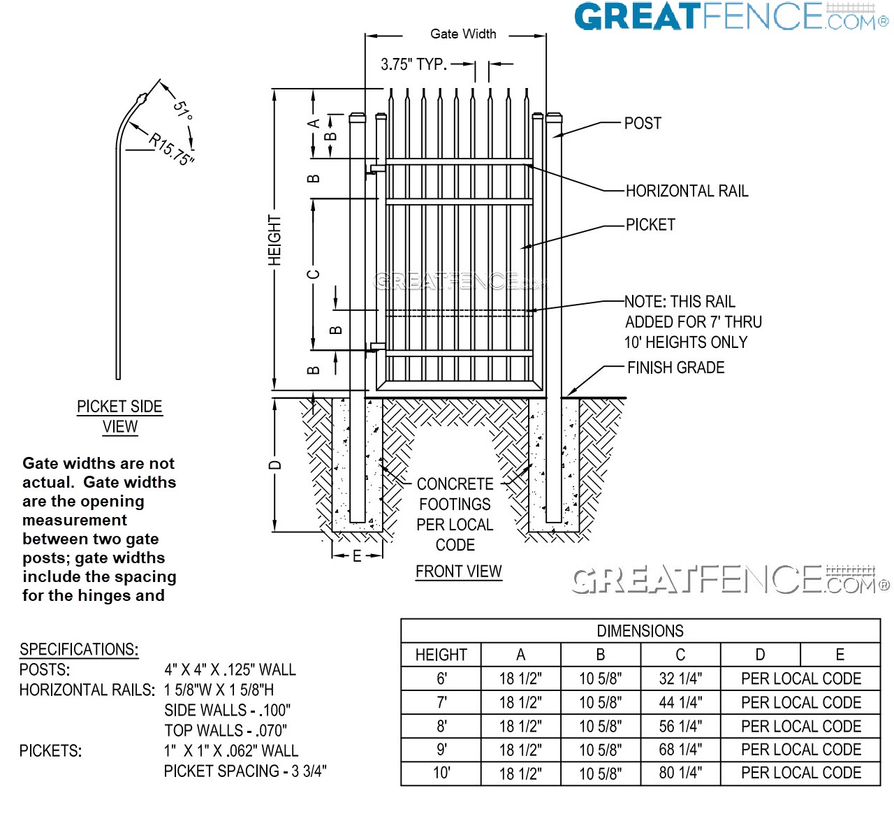 Shop Drawing: Industrial Aluminum Curved Picket High Security Single Gate