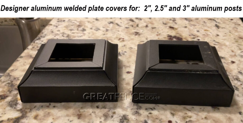 Designer Aluminum Welded Plate Covers for aluminum posts