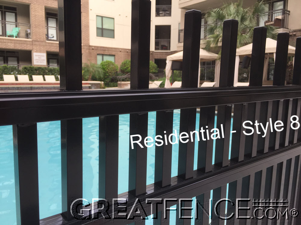 Black Aluminum Swimming Pool Fence - STYLE 8