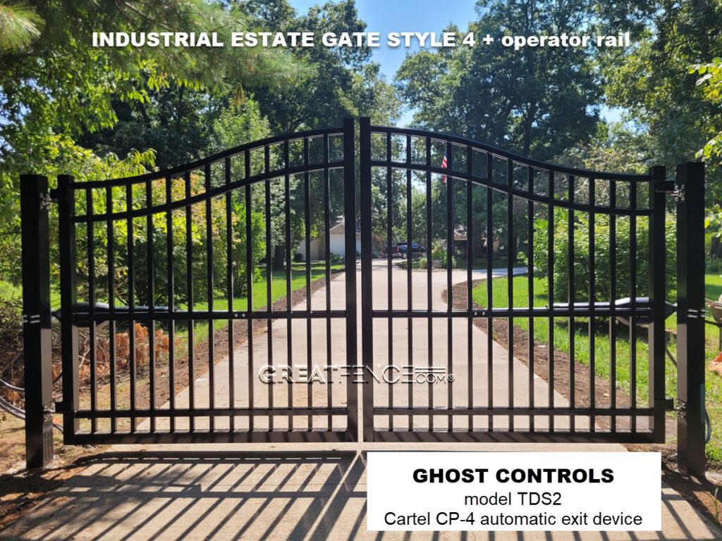 Industrial Driveway Gate - STYLE 4 + estate arch + double channel premium rail for automation