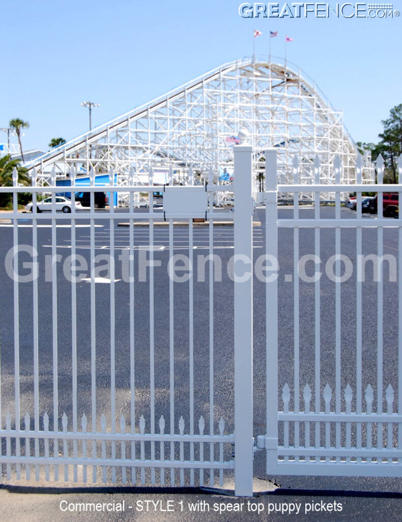 amusement park aluminum fence - STYLE 1 with dog panel / puppy pickets