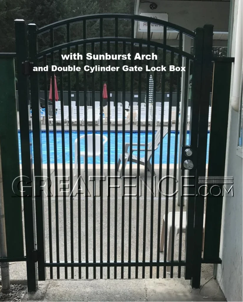 arched aluminum gate - STYLE 7 with double cylinder gate lock box