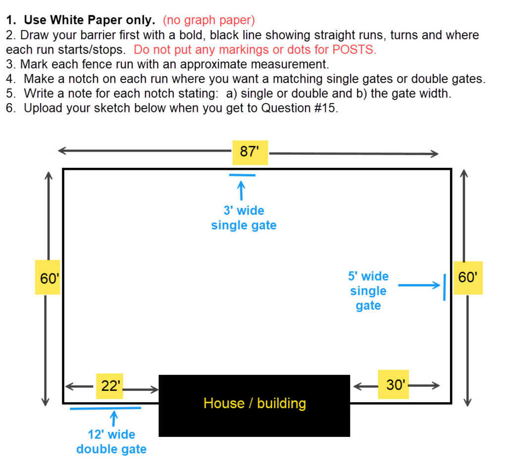 Sample sketch for calculating your aluminum fence and gate material list of components