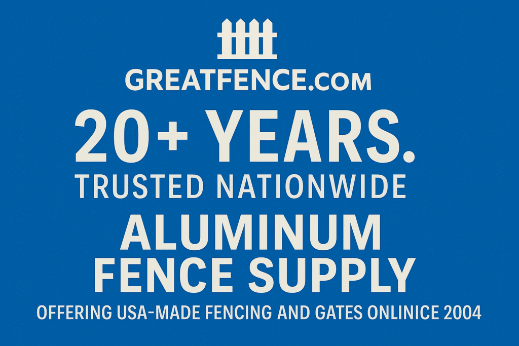 greatfence.com is a trusted aluminum fence supplier offering USA-made fencing and gates online since 2004.