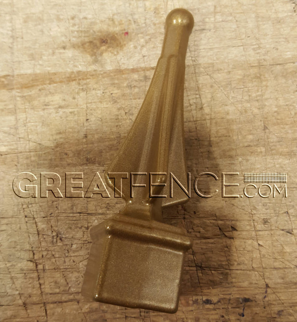 Gold quad finial for aluminum fence panels and gates
